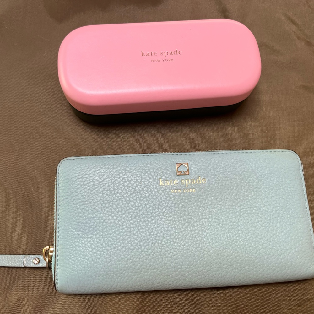 Kate Spade Jackson St Lacey Zip Around Wallet +Kate Spade Hard Sunglasses Case